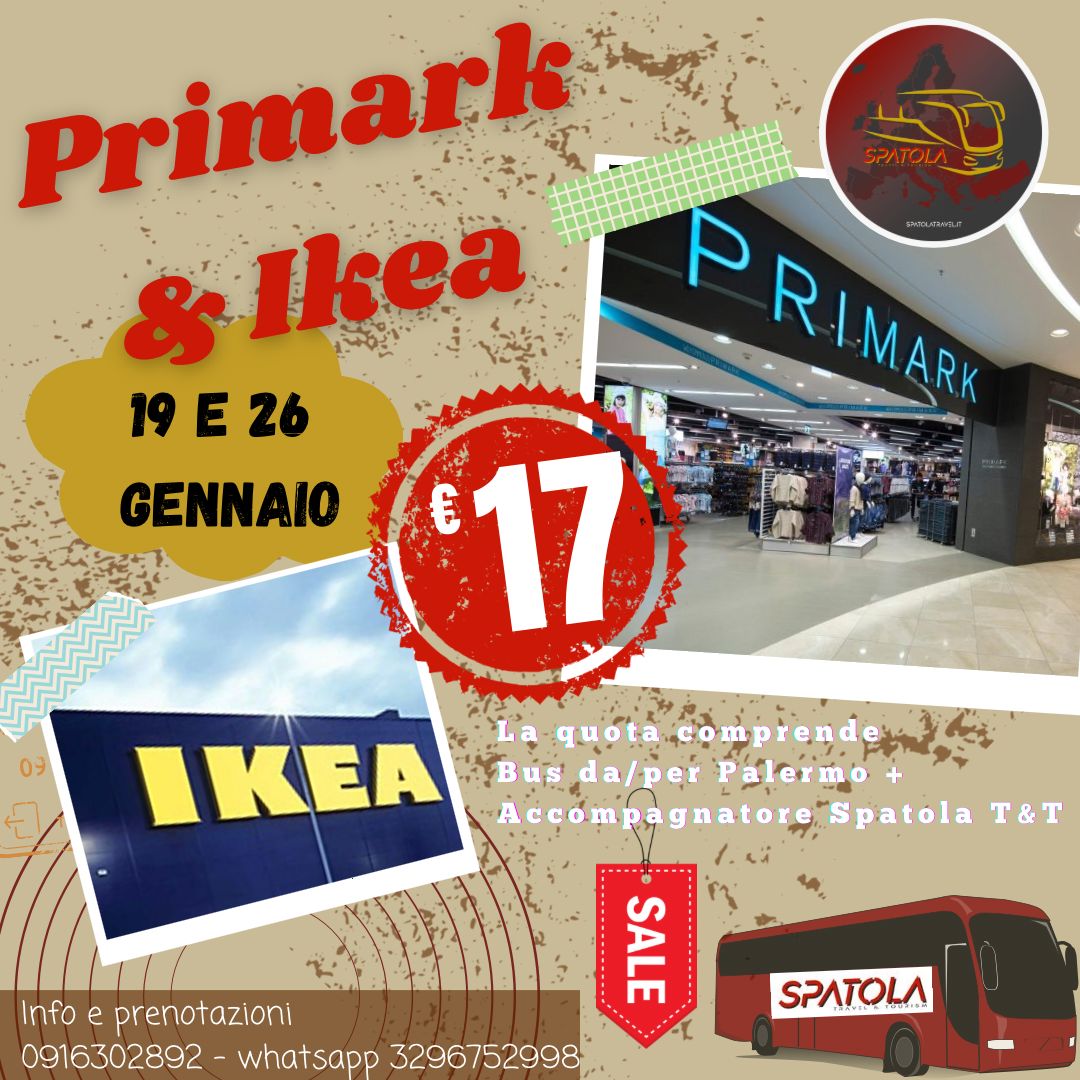 19 0 26 gennaio 2025 – Bus per Primark & Ikea – Catania